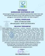 Info Gangguan Pelayanan Distribusi Air - Perumda Air Minum Tirta Bantimurung