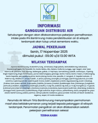 Informasi Gangguan Distribusi Air Wilayah Bantimurung